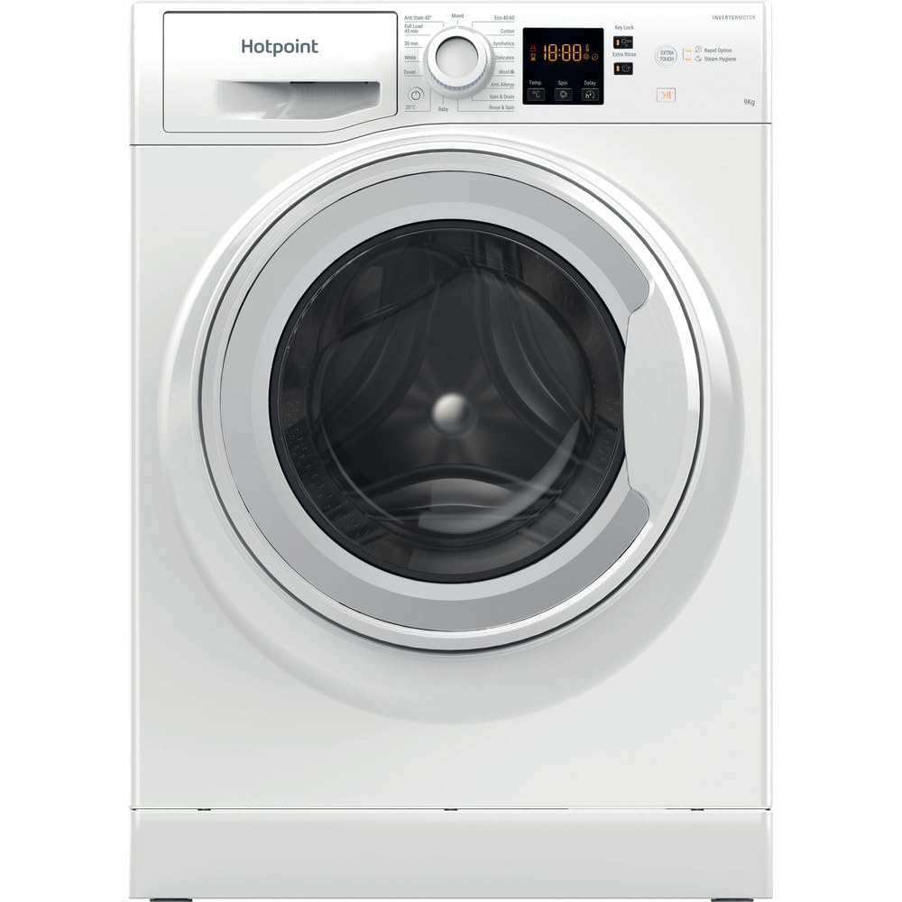 Hotpoint Washing Machine - White, 9kg, 1400 RPM, Anti-Stain