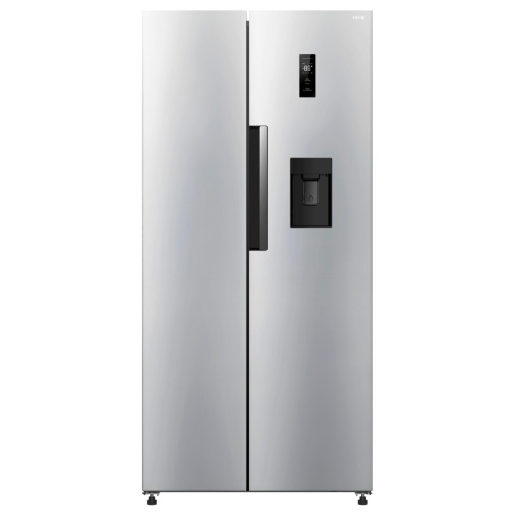 HYE American Fridge Freezer - Silver, 444L, Water Dispenser, Non-Plumbed