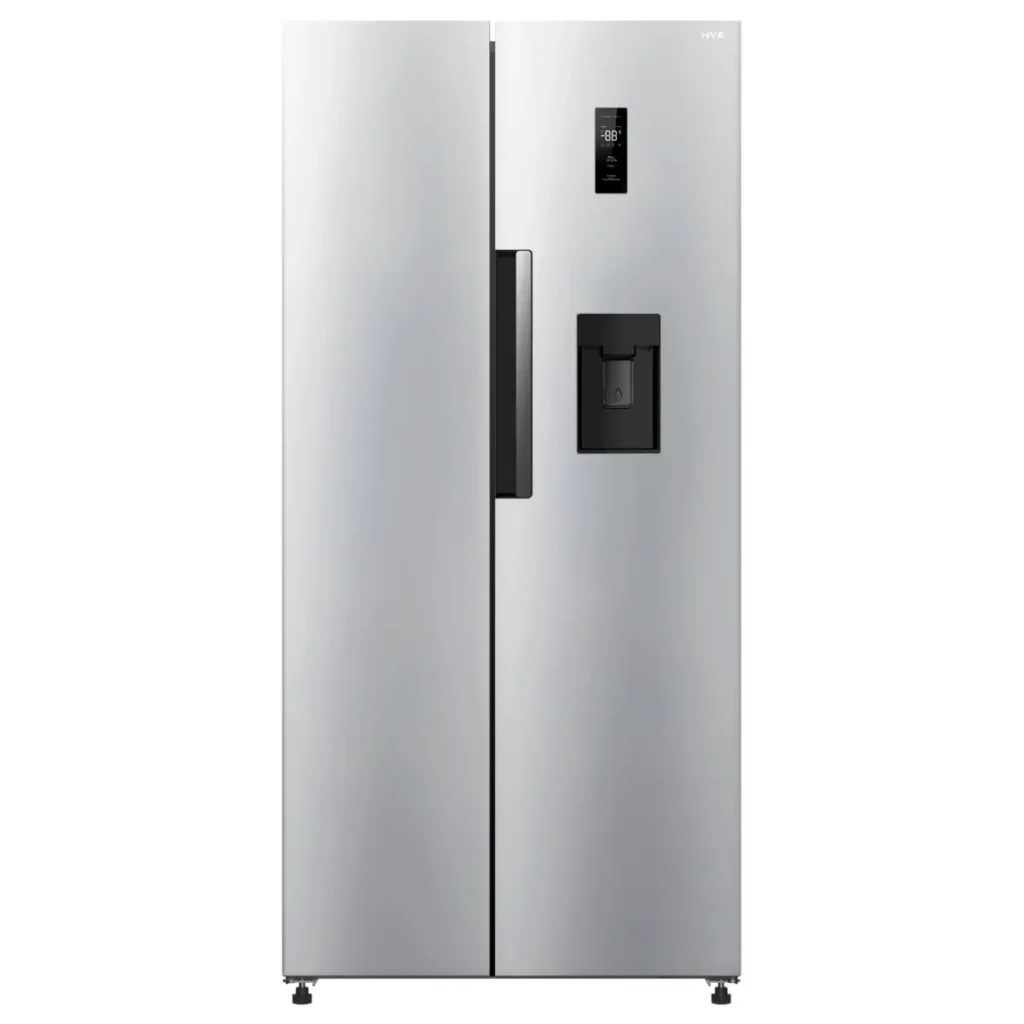 HYE American Fridge Freezer - Silver, 444L, Water Dispenser, Non-Plumbed