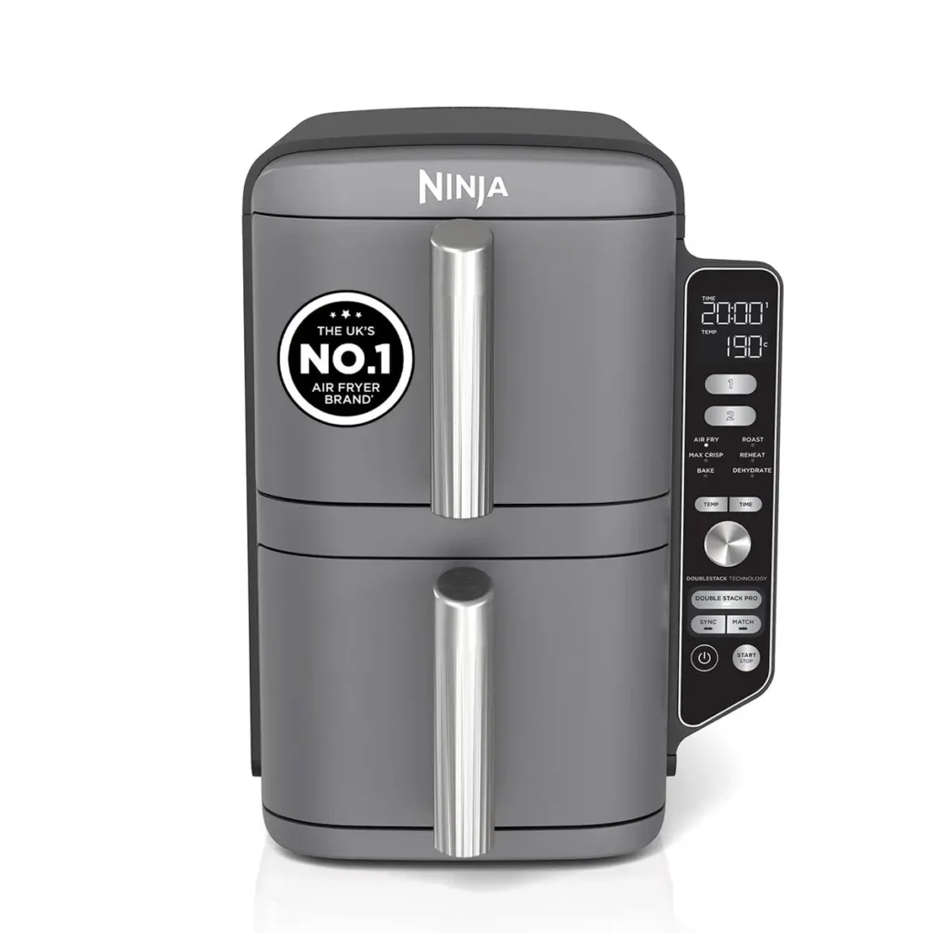 Ninja Double Stack XL Air Fryer - Grey, 9.5L, 2-Drawer