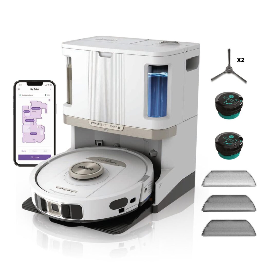 Shark PowerDetect Robot Vacuum & Mop - White, 3D LiDAR Navigation