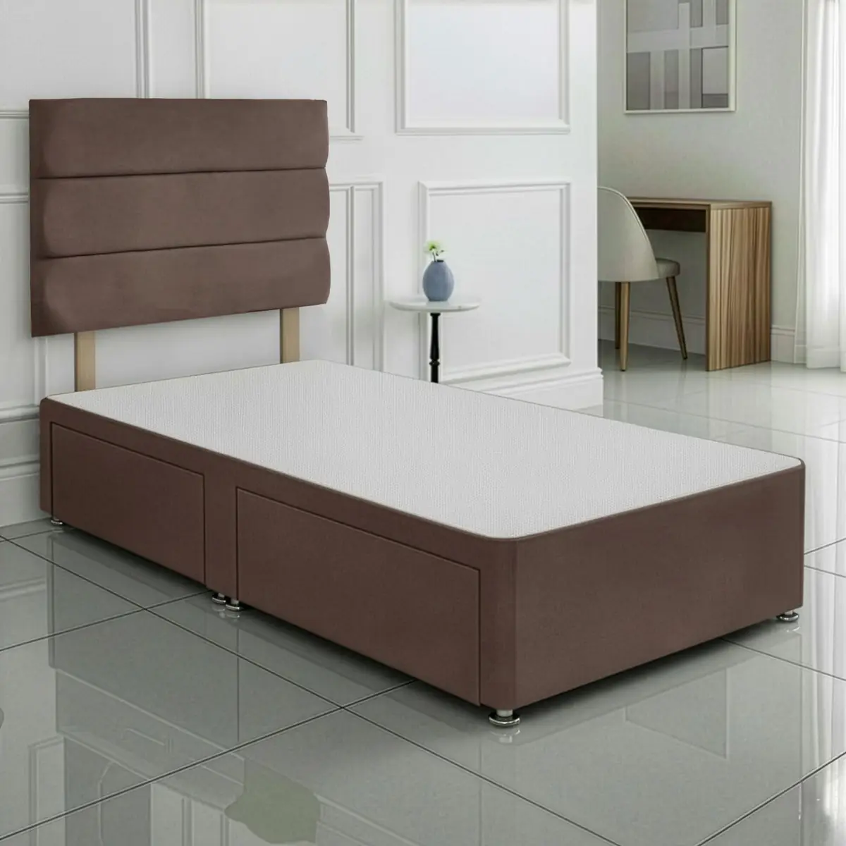 SANA SLEEP Divan Bed with 2 Drawers - Plush Fabric, Optional Orthopaedic Mattress - Image 26