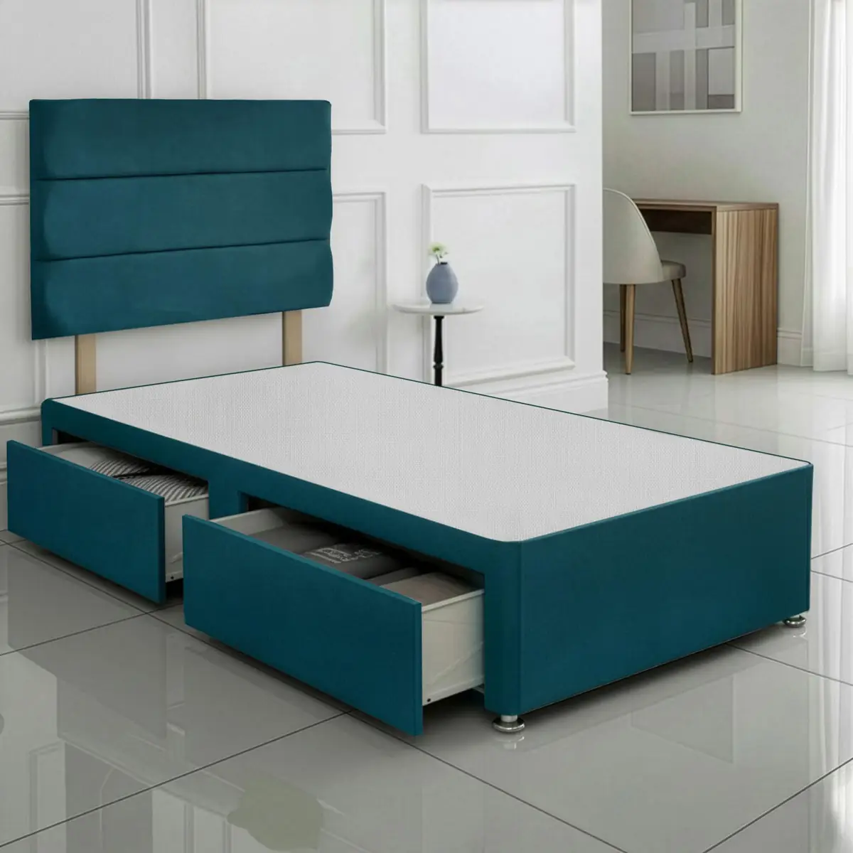 SANA SLEEP Divan Bed with 2 Drawers - Plush Fabric, Optional Orthopaedic Mattress - Image 83