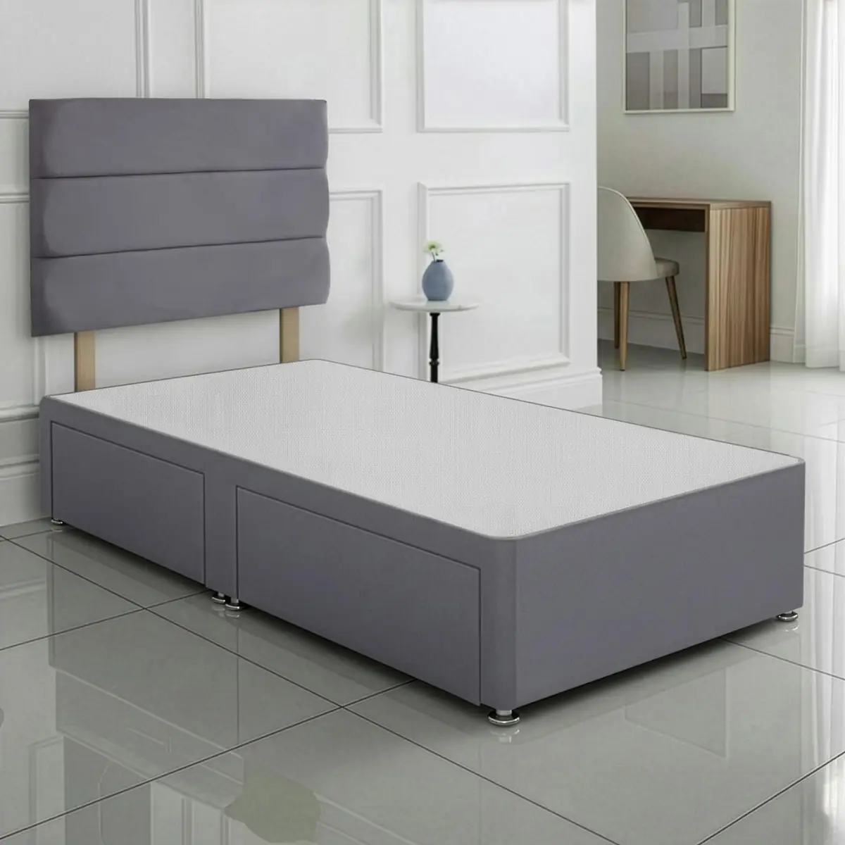 SANA SLEEP Divan Bed with 2 Drawers - Plush Fabric, Optional Orthopaedic Mattress - Image 23