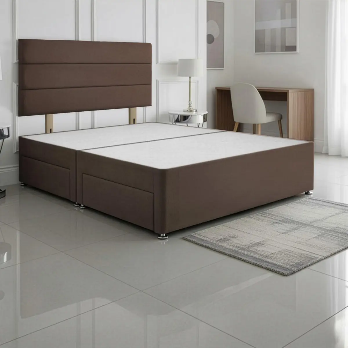 SANA SLEEP Divan Bed with 2 Drawers - Plush Fabric, Optional Orthopaedic Mattress - Image 60