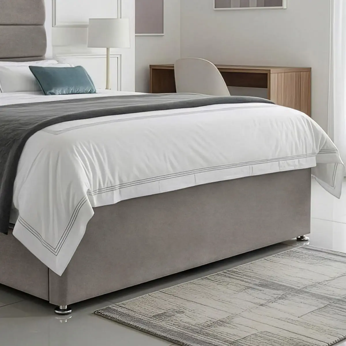 SANA SLEEP Divan Bed with 2 Drawers - Plush Fabric, Optional Orthopaedic Mattress - Image 95