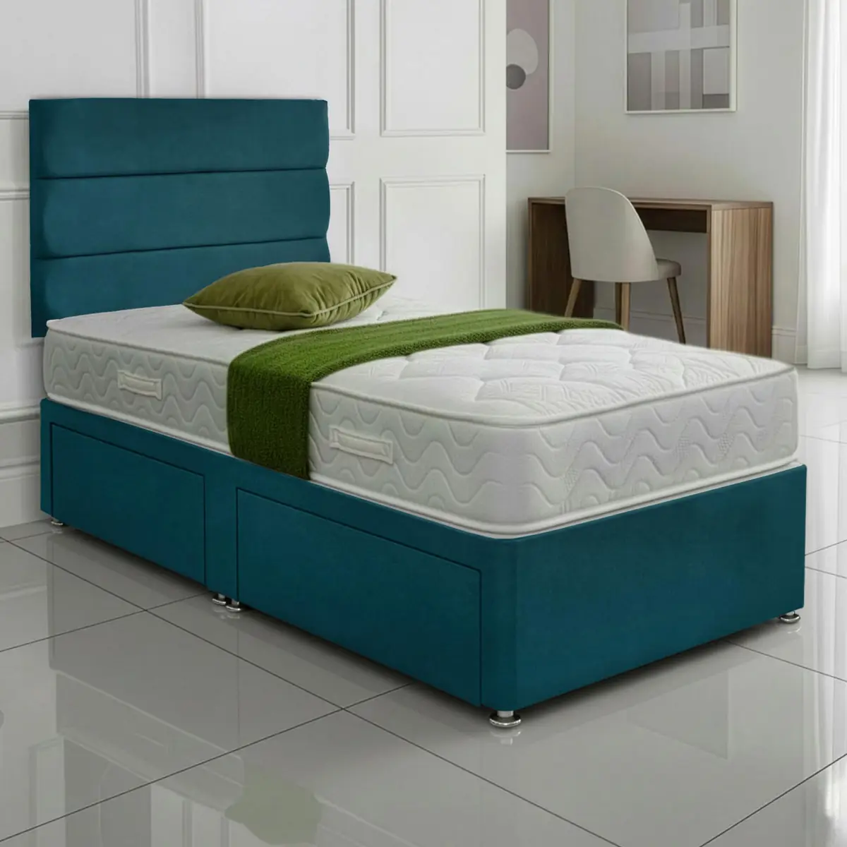 SANA SLEEP Divan Bed with 2 Drawers - Plush Fabric, Optional Orthopaedic Mattress - Image 34
