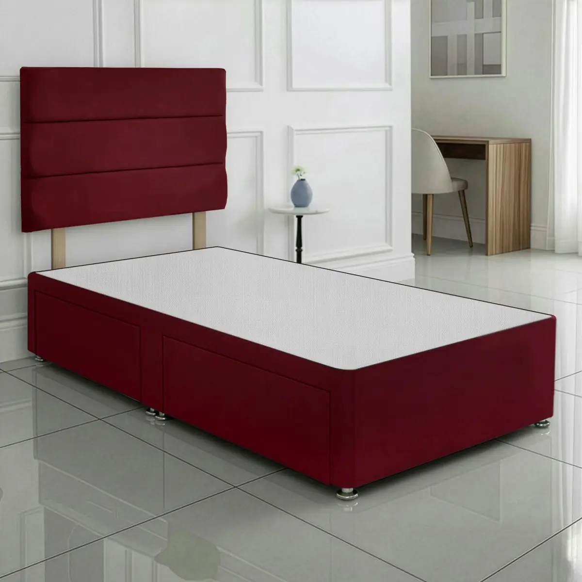 SANA SLEEP Divan Bed with 2 Drawers - Plush Fabric, Optional Orthopaedic Mattress - Image 35
