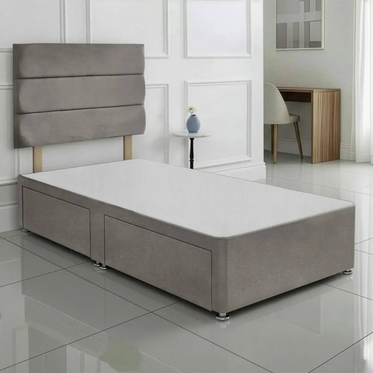 SANA SLEEP Divan Bed with 2 Drawers - Plush Fabric, Optional Orthopaedic Mattress - Image 59