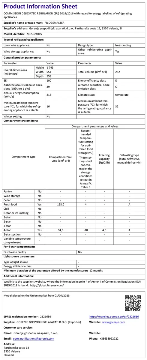 Fridgemaster Freestanding Fridge Freezer - Silver, 252L, 55cm, 50/50 Split - Image 15