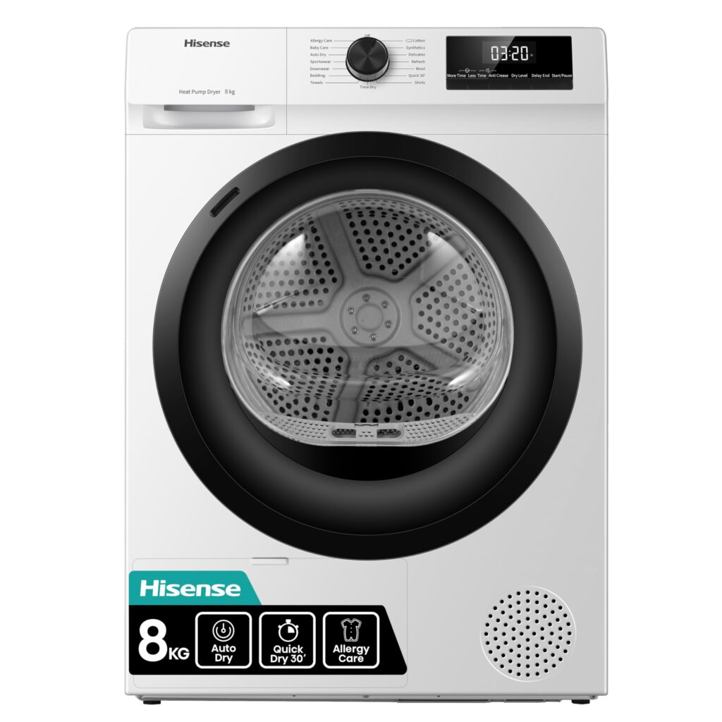 Hisense Heat Pump Tumble Dryer - White, 8kg, 60cm, Steam Refresh