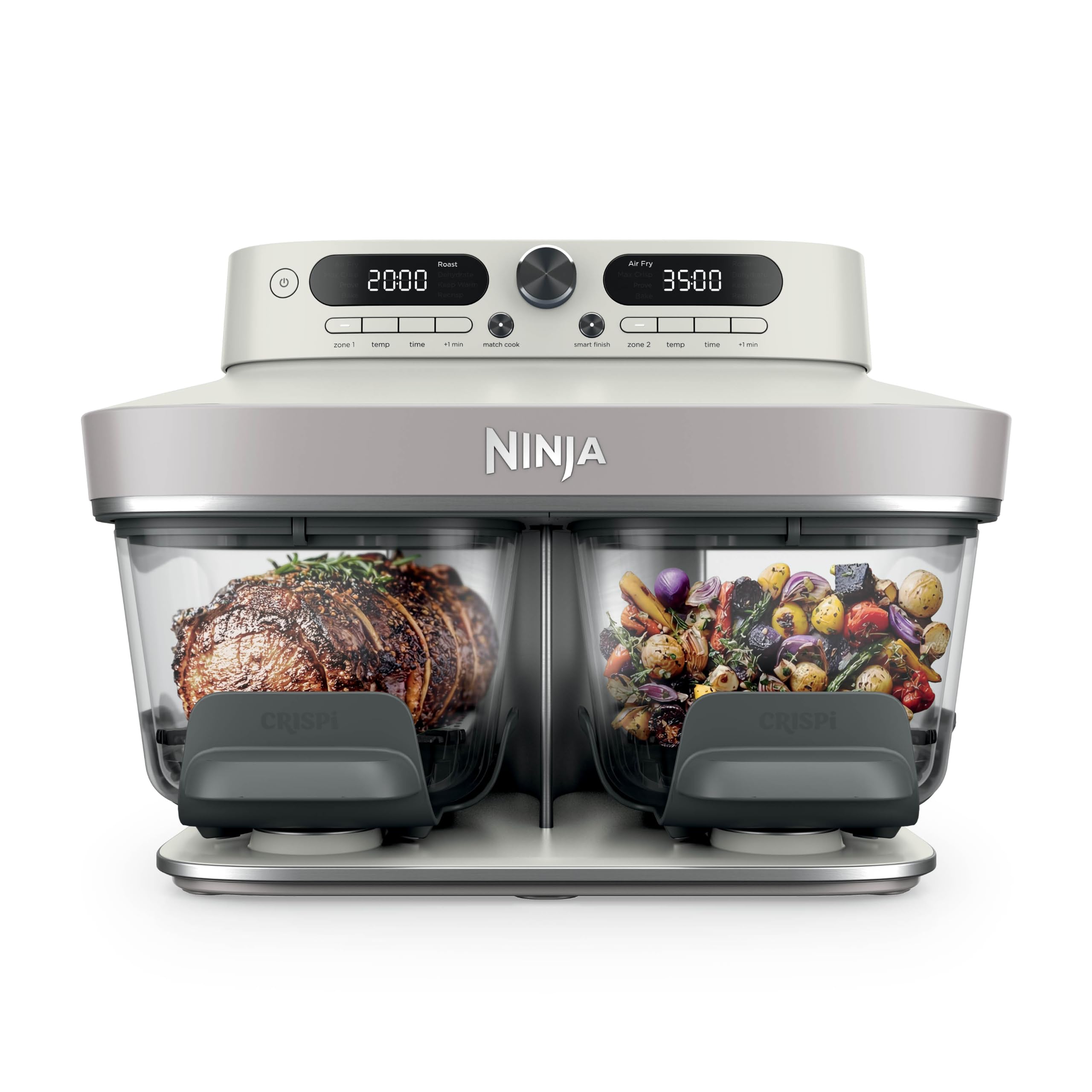 Ninja CRISPi DualZone Glass Air Fryer - Bone, 2-Basket, PFAS-Free Glass