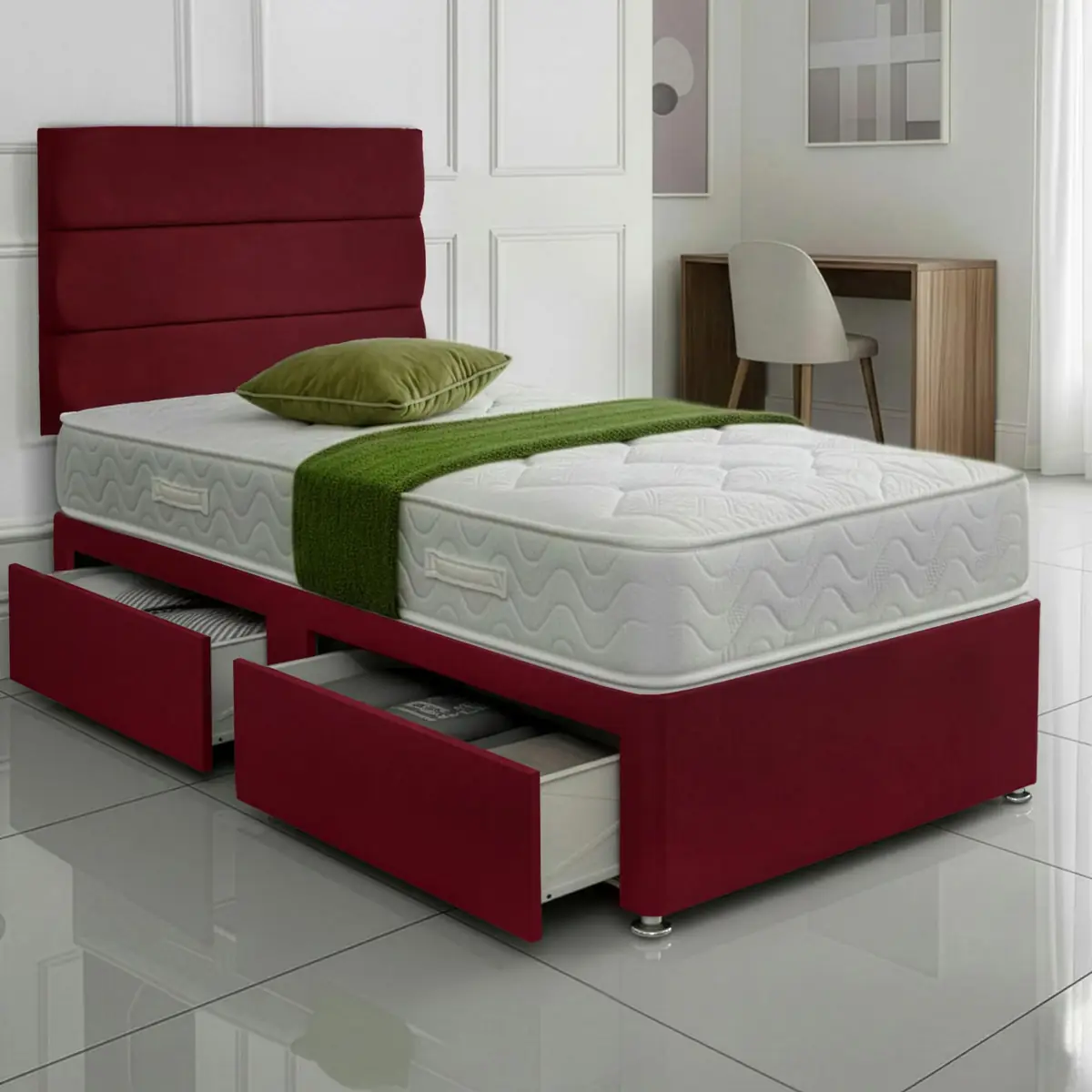SANA SLEEP Divan Bed with 2 Drawers - Plush Fabric, Optional Orthopaedic Mattress - Image 21