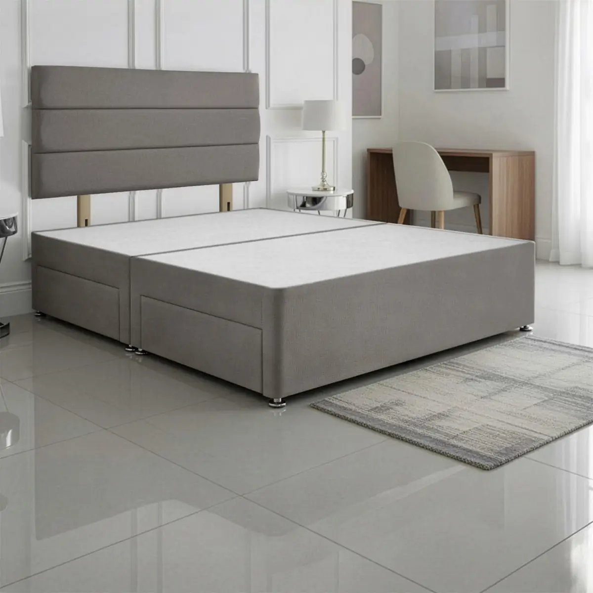 SANA SLEEP Divan Bed with 2 Drawers - Plush Fabric, Optional Orthopaedic Mattress - Image 4