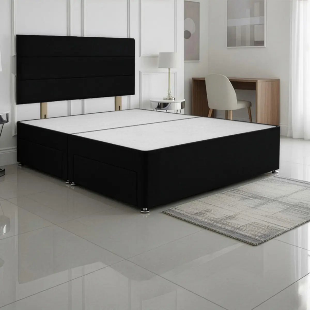 SANA SLEEP Divan Bed with 2 Drawers - Plush Fabric, Optional Orthopaedic Mattress - Image 15