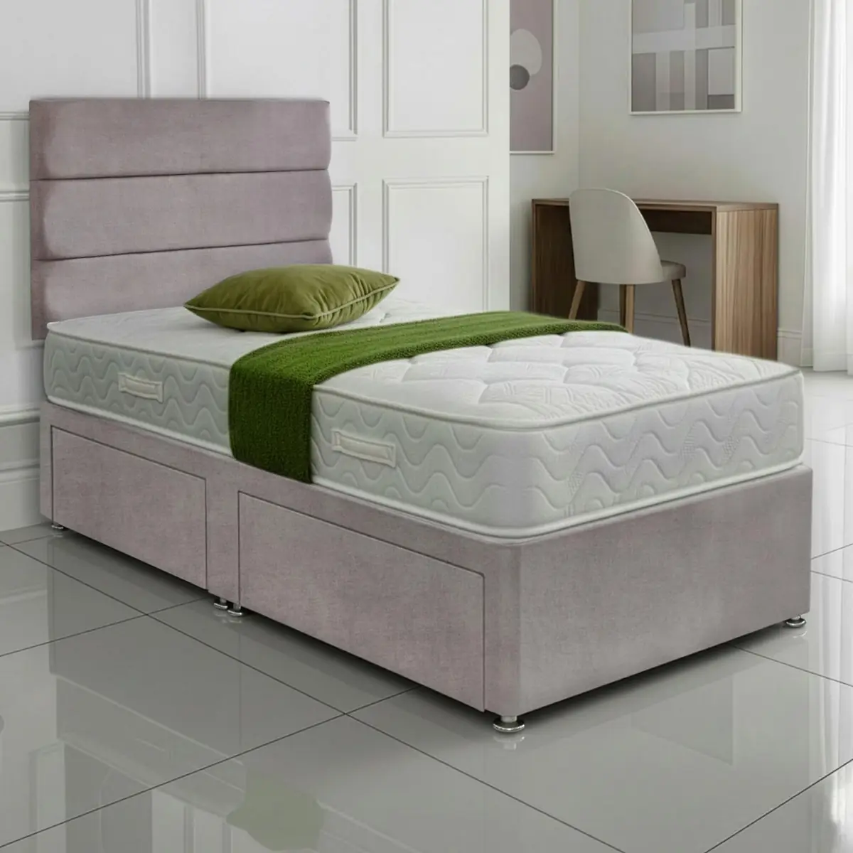 SANA SLEEP Divan Bed with 2 Drawers - Plush Fabric, Optional Orthopaedic Mattress - Image 53