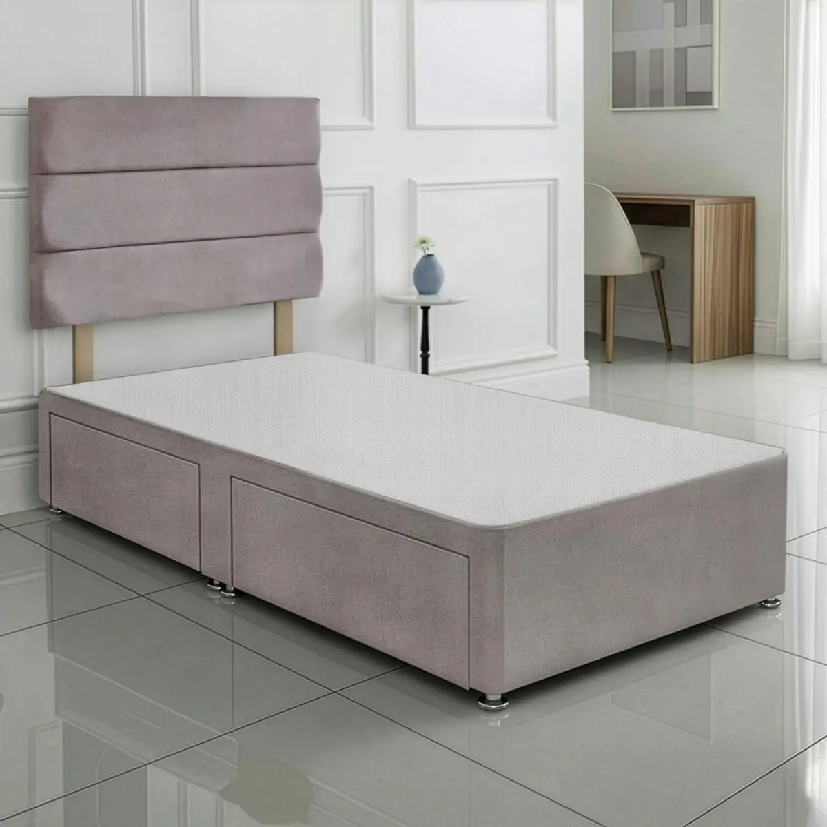 SANA SLEEP Divan Bed with 2 Drawers - Plush Fabric, Optional Orthopaedic Mattress - Image 18