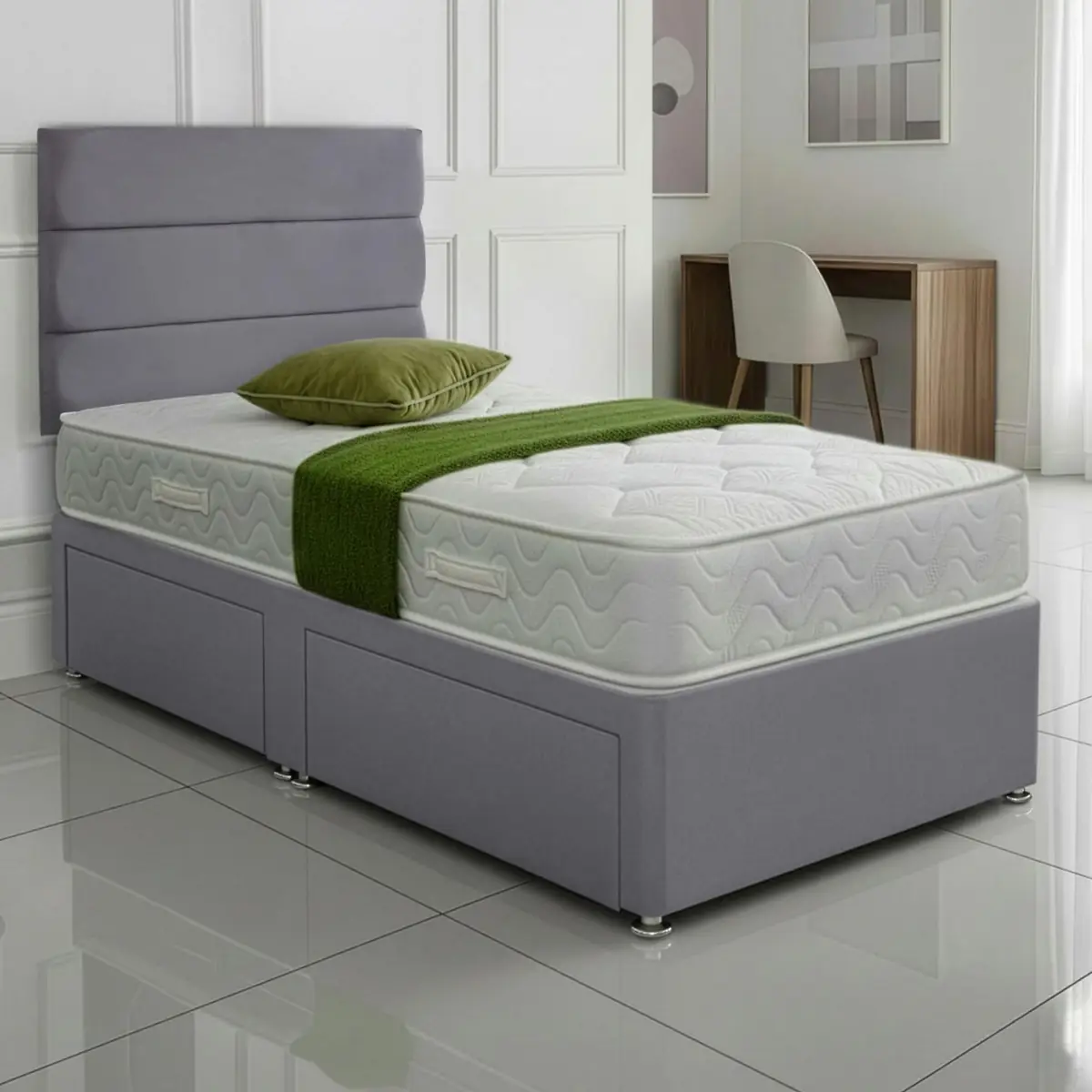 SANA SLEEP Divan Bed with 2 Drawers - Plush Fabric, Optional Orthopaedic Mattress - Image 51