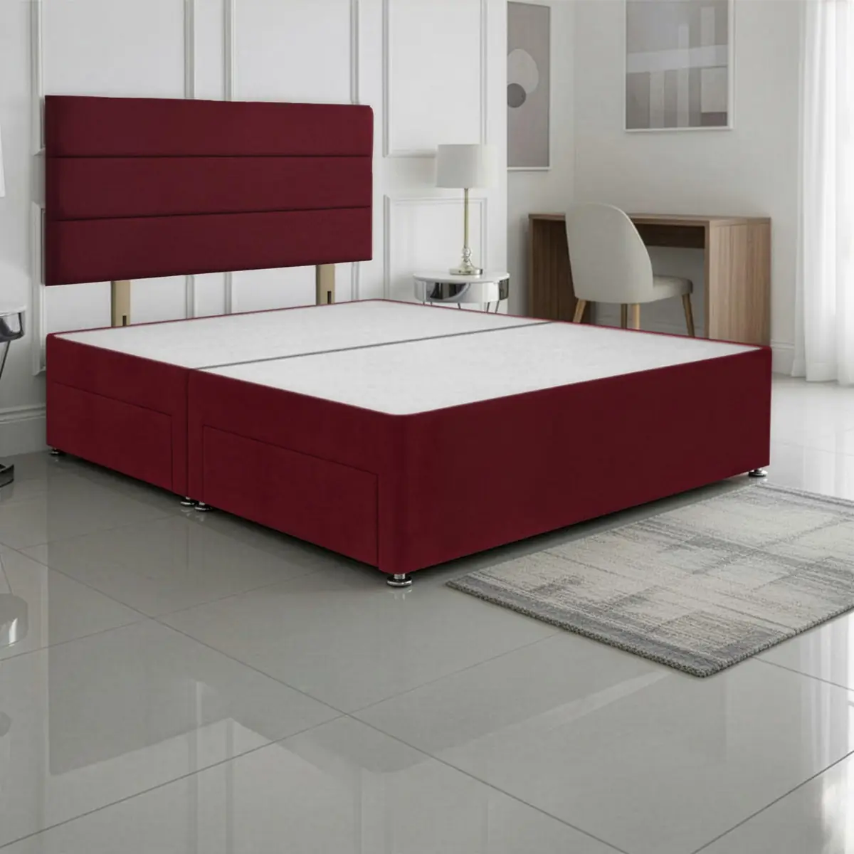 SANA SLEEP Divan Bed with 2 Drawers - Plush Fabric, Optional Orthopaedic Mattress - Image 10