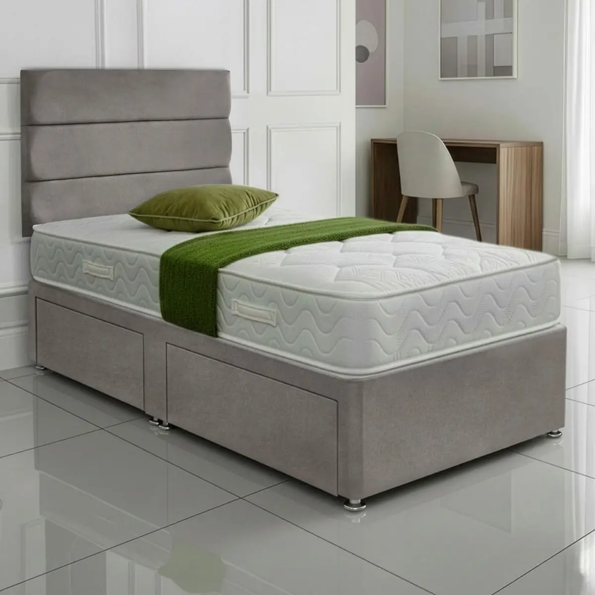 SANA SLEEP Divan Bed with 2 Drawers - Plush Fabric, Optional Orthopaedic Mattress - Image 54