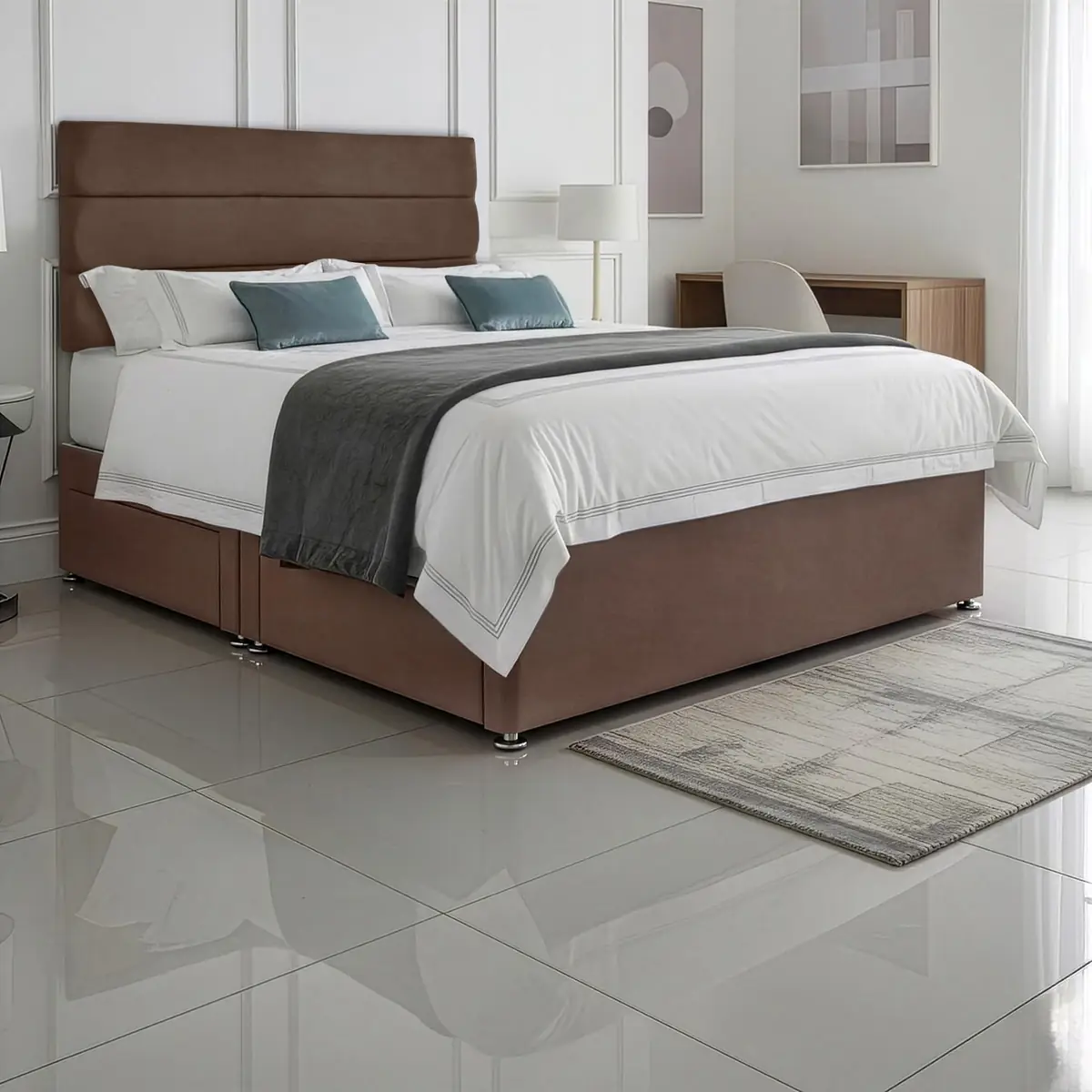 SANA SLEEP Divan Bed with 2 Drawers - Plush Fabric, Optional Orthopaedic Mattress - Image 31
