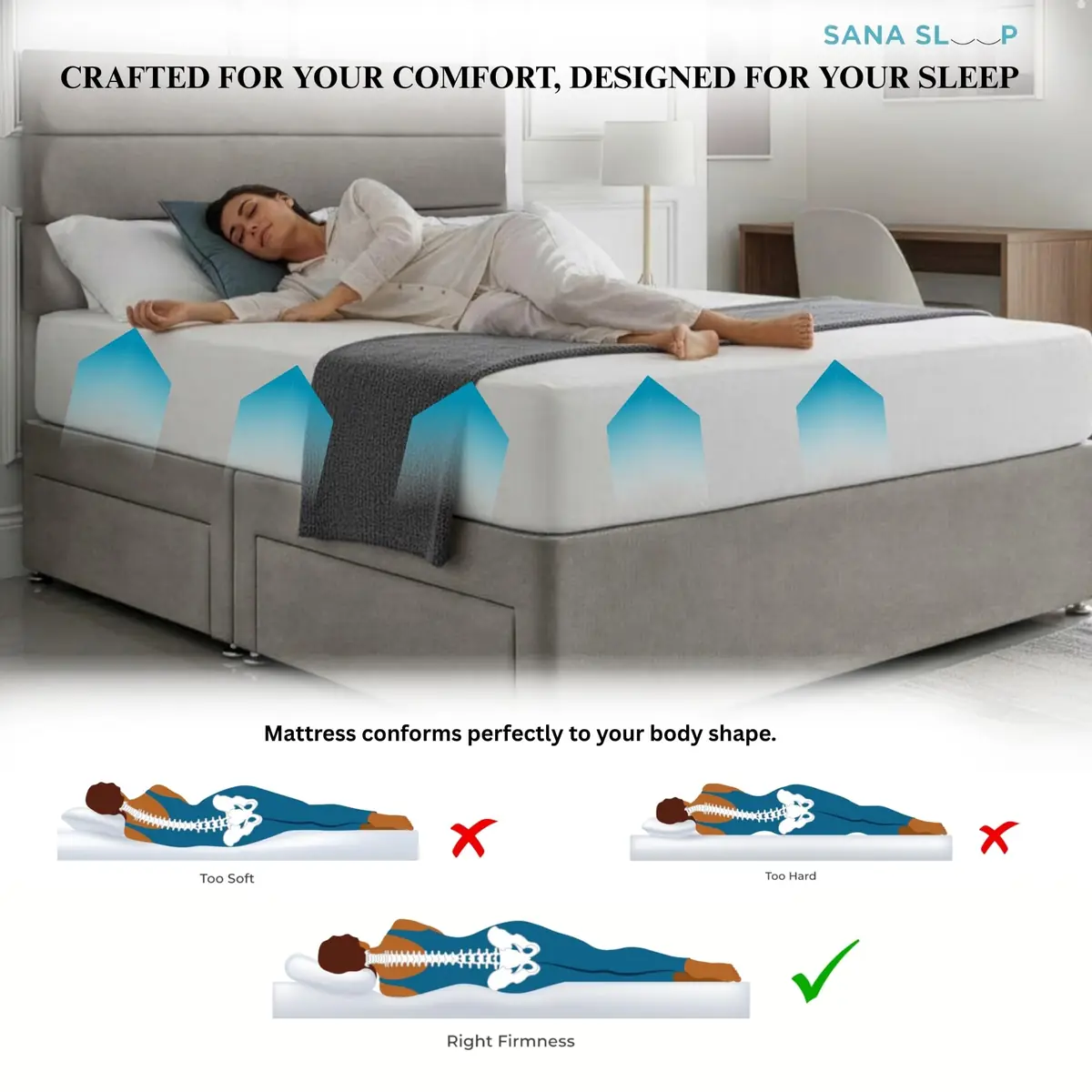SANA SLEEP Divan Bed with 2 Drawers - Plush Fabric, Optional Orthopaedic Mattress - Image 93
