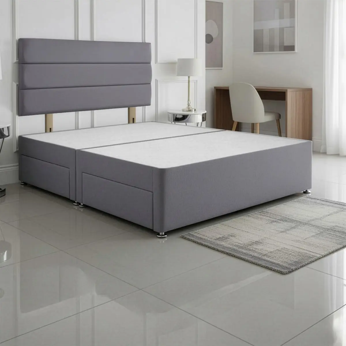 SANA SLEEP Divan Bed with 2 Drawers - Plush Fabric, Optional Orthopaedic Mattress - Image 56