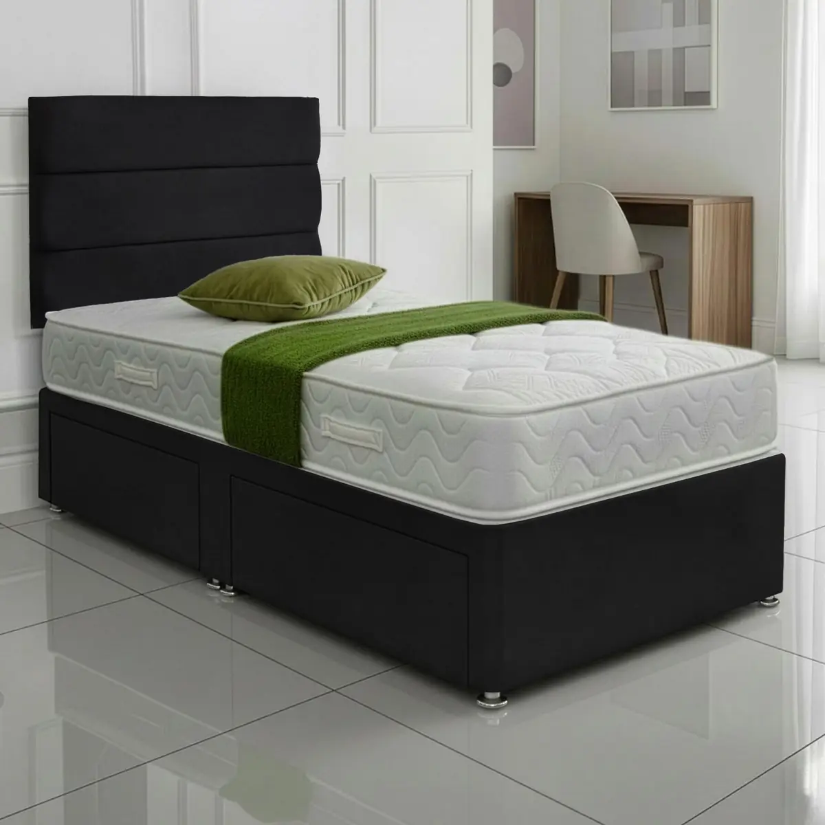 SANA SLEEP Divan Bed with 2 Drawers - Plush Fabric, Optional Orthopaedic Mattress - Image 58
