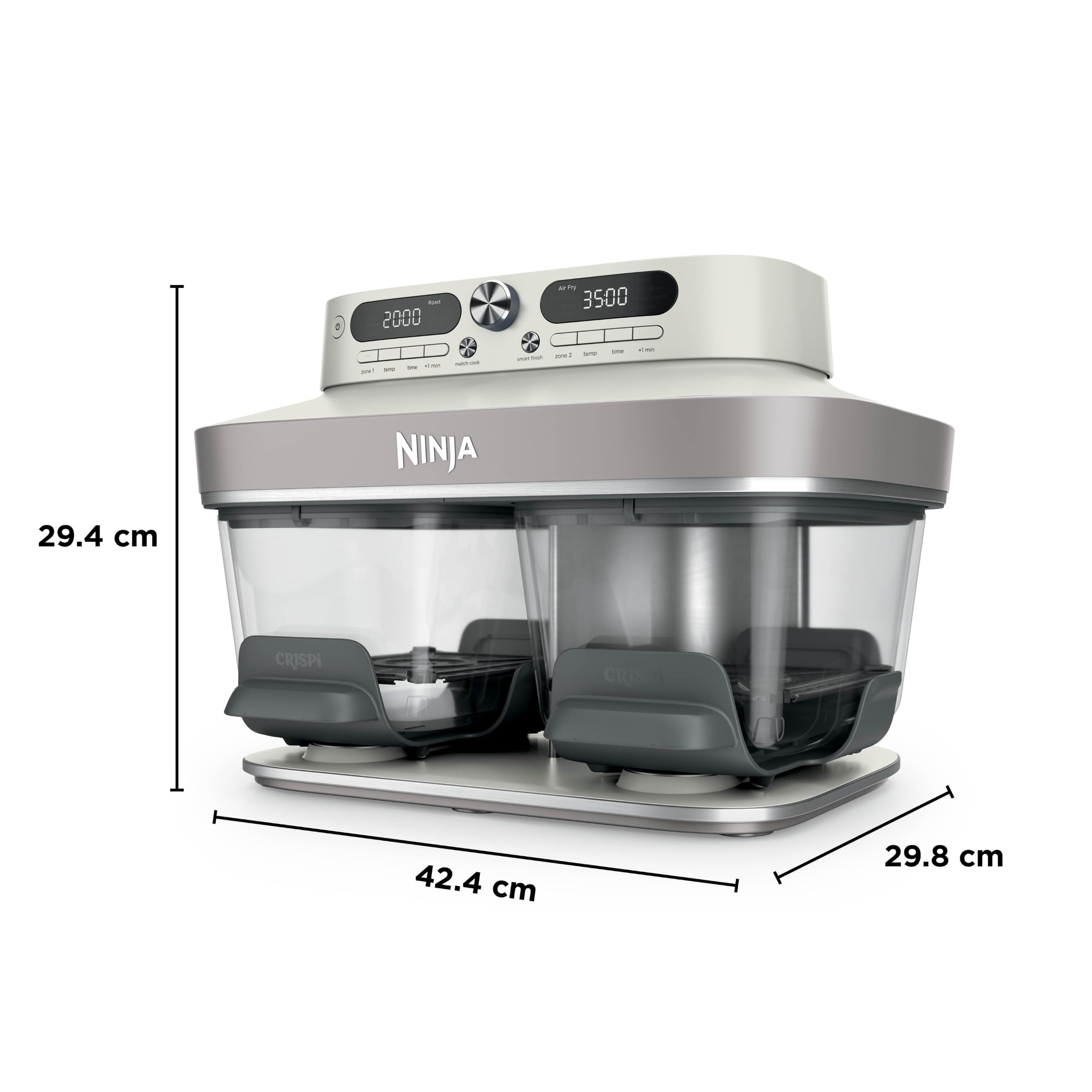 Ninja CRISPi DualZone Glass Air Fryer - Bone, 2-Basket, PFAS-Free Glass - Image 14