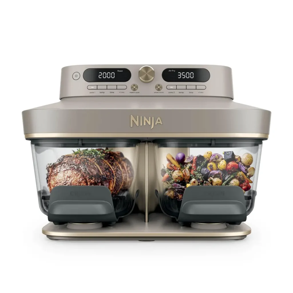 Ninja CRISPi DualZone Glass Air Fryer - Stone Gold, 2-Basket, PFAS-Free Glass