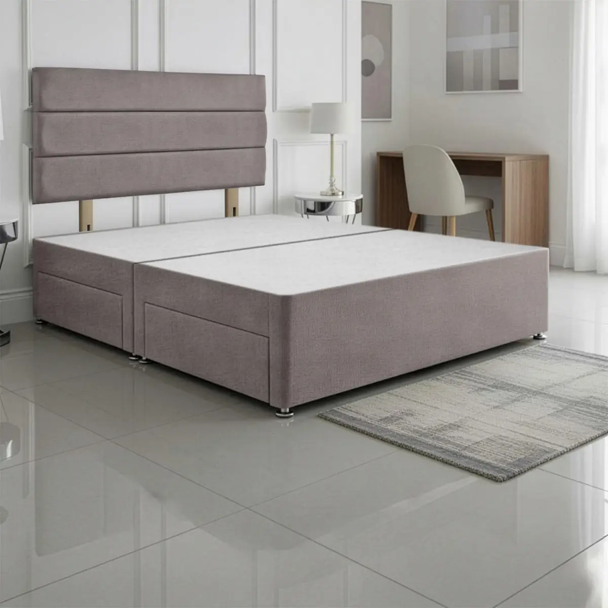 SANA SLEEP Divan Bed with 2 Drawers - Plush Fabric, Optional Orthopaedic Mattress - Image 9