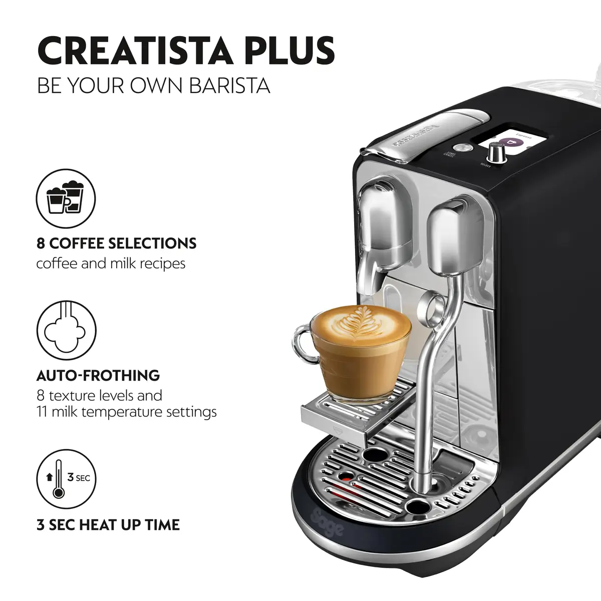 Nespresso Creatista Plus Pod Coffee Machine - Black Truffle, Milk Frother - Image 5