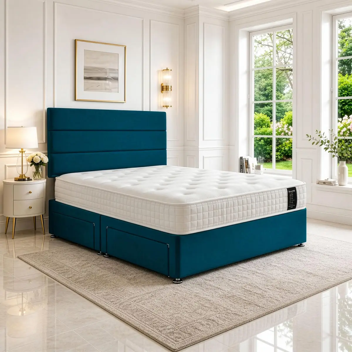 SANA SLEEP Divan Bed with 2 Drawers - Plush Fabric, Optional Orthopaedic Mattress - Image 25