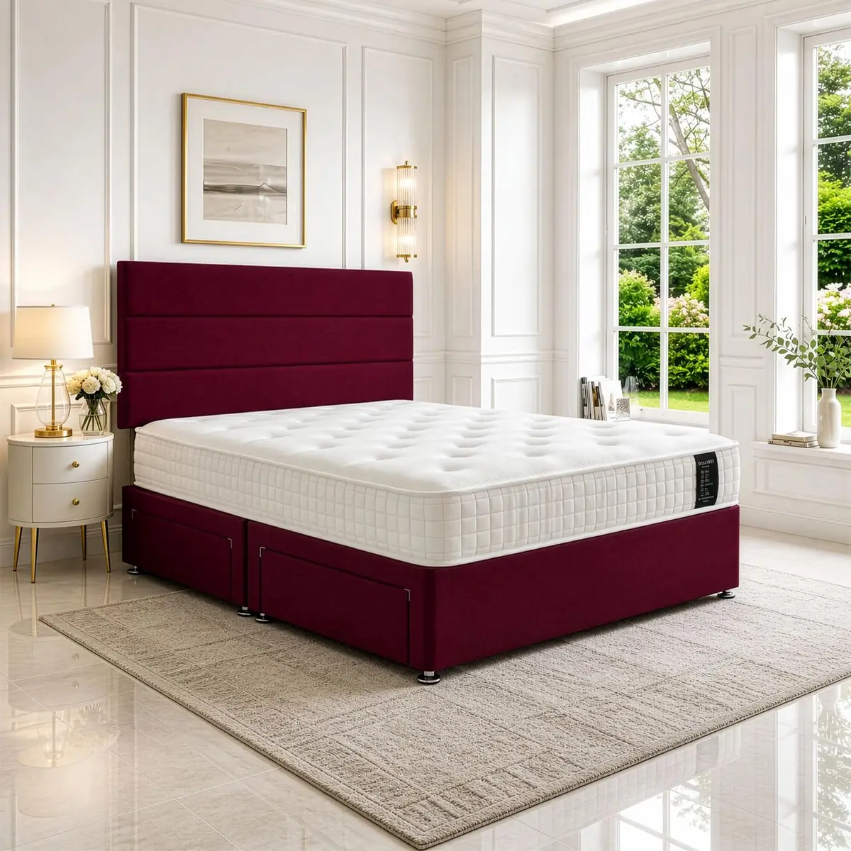 SANA SLEEP Divan Bed with 2 Drawers - Plush Fabric, Optional Orthopaedic Mattress - Image 13