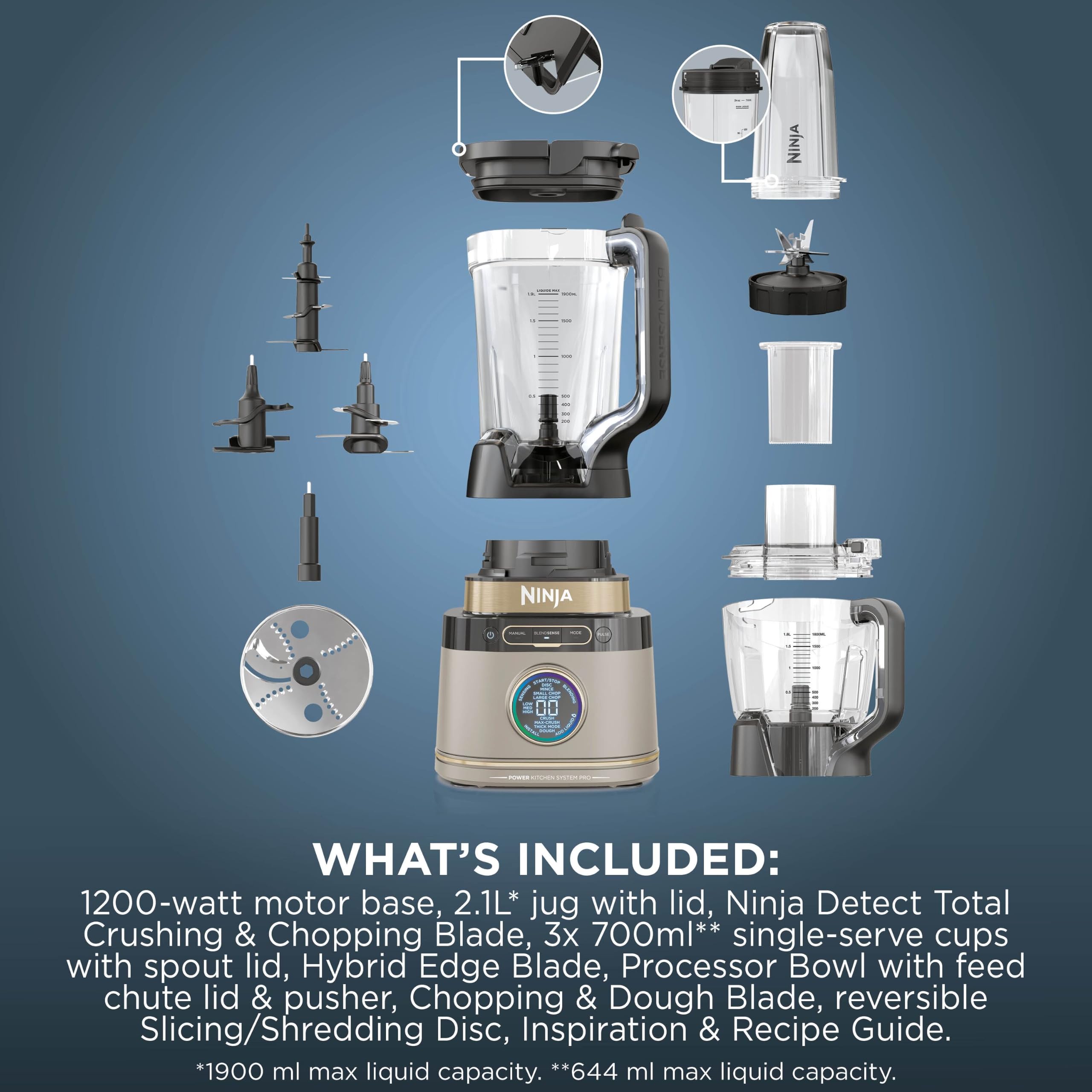 Ninja Detect Power Blender & Food Processor Pro - Stone Gold, 3-in-1 - Image 12