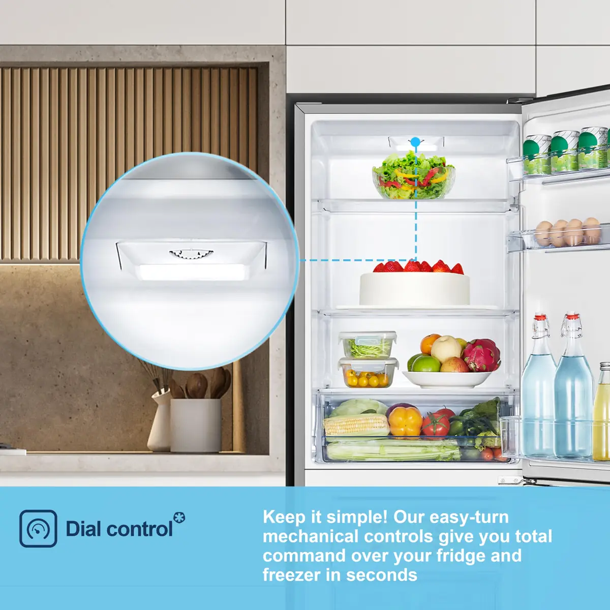 Fridgemaster Freestanding Fridge Freezer - Silver, 252L, 55cm, 50/50 Split - Image 7