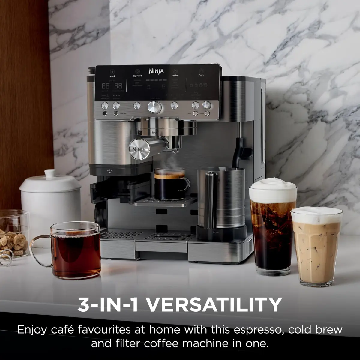 Ninja Luxe Premier Coffee Machine - Silver, 3-in-1 - Image 2