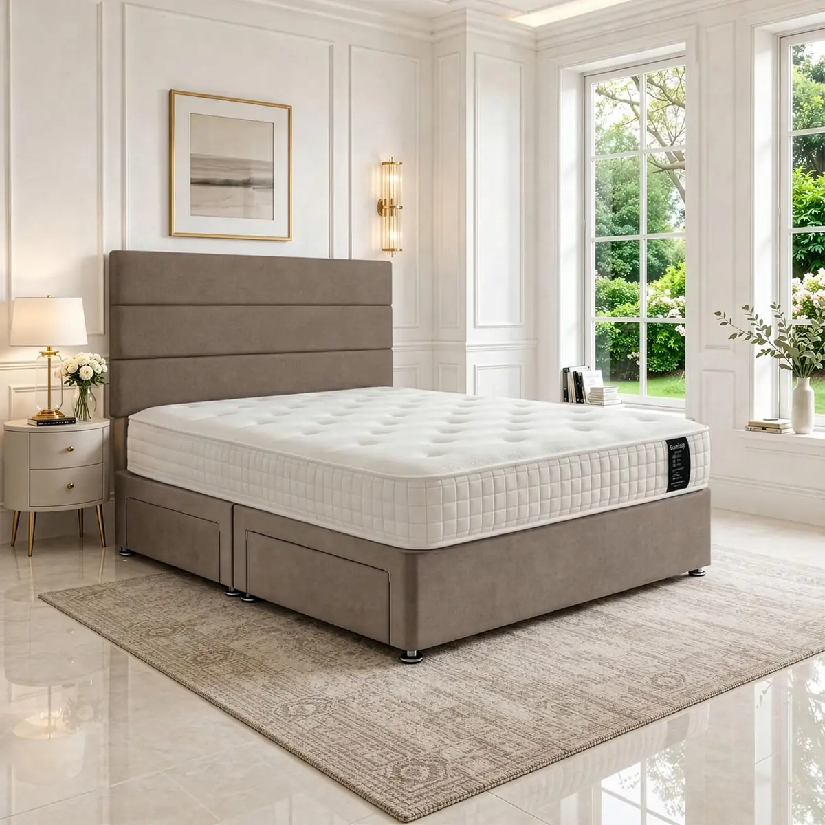 SANA SLEEP Divan Bed with 2 Drawers - Plush Fabric, Optional Orthopaedic Mattress - Image 68