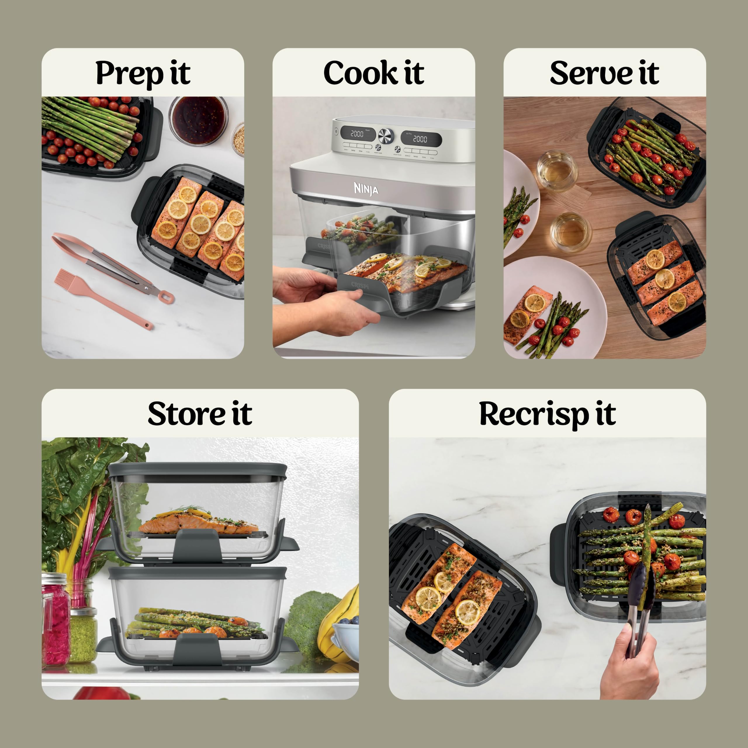 Ninja CRISPi DualZone Glass Air Fryer - Bone, 2-Basket, PFAS-Free Glass - Image 4
