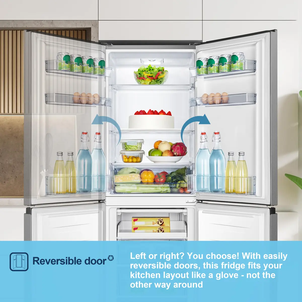 Fridgemaster Freestanding Fridge Freezer - Silver, 252L, 55cm, 50/50 Split - Image 11