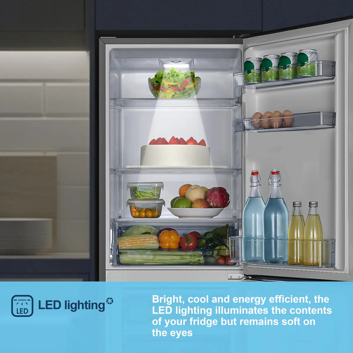 Fridgemaster Freestanding Fridge Freezer - Silver, 252L, 55cm, 50/50 Split - Image 9