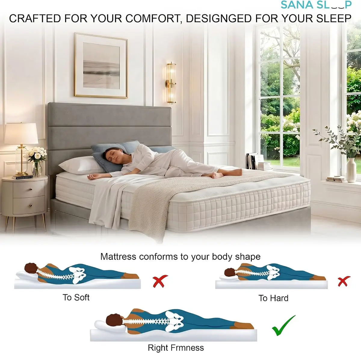 SANA SLEEP Divan Bed with 2 Drawers - Plush Fabric, Optional Orthopaedic Mattress - Image 74