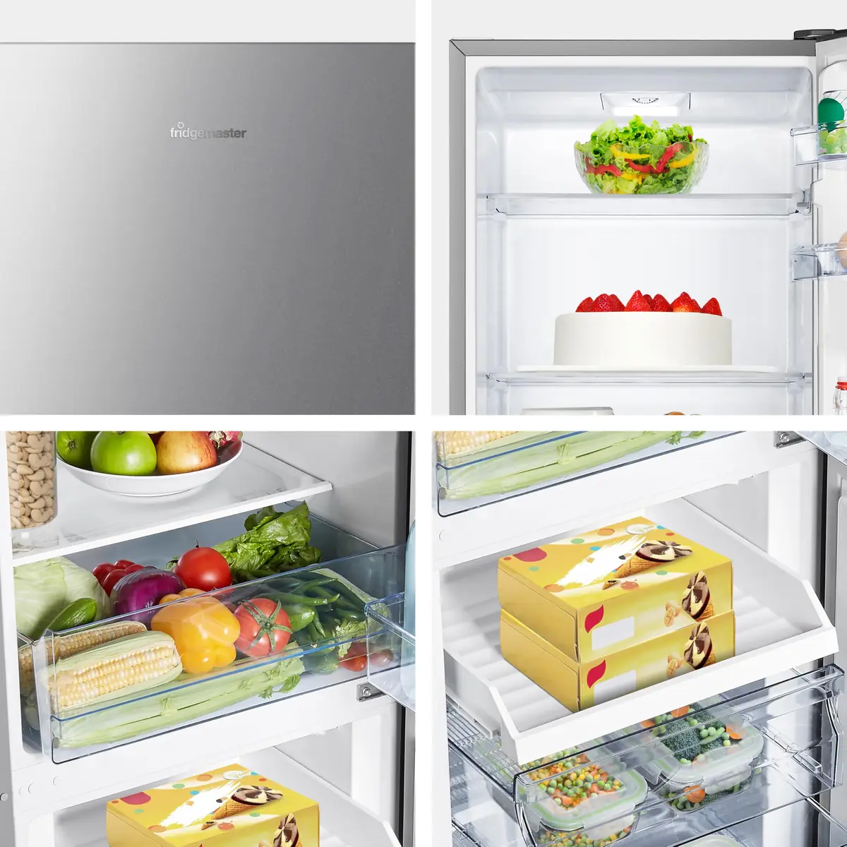 Fridgemaster Freestanding Fridge Freezer - Silver, 252L, 55cm, 50/50 Split - Image 4