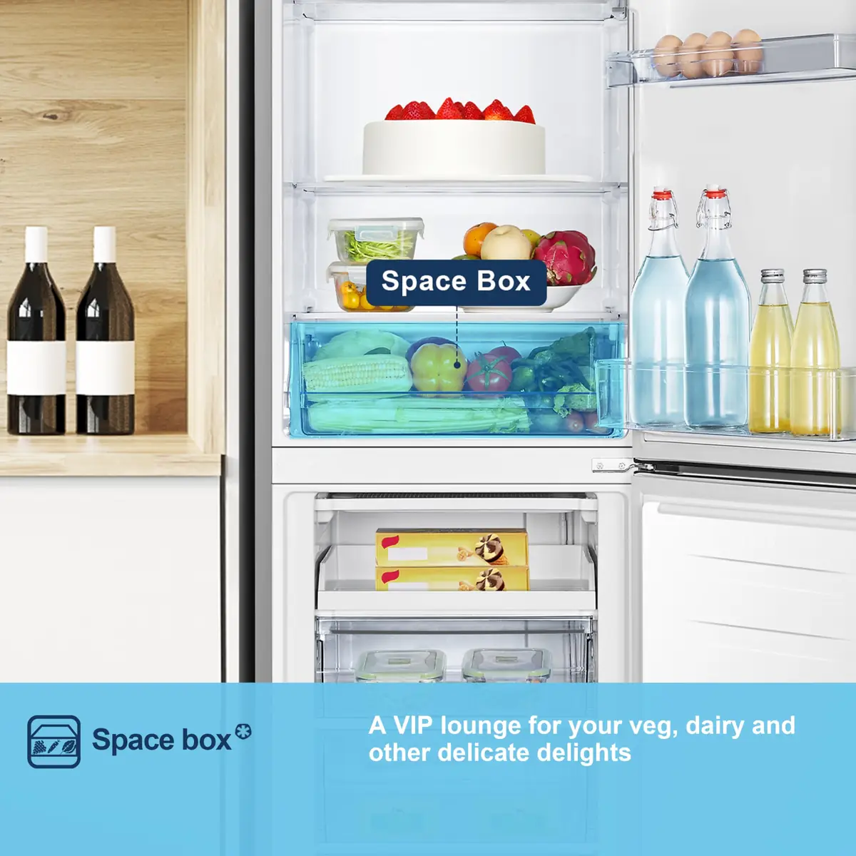 Fridgemaster Freestanding Fridge Freezer - Silver, 252L, 55cm, 50/50 Split - Image 8