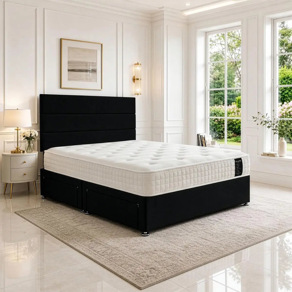 SANA SLEEP Divan Bed with 2 Drawers - Plush Fabric, Optional Orthopaedic Mattress - Image 47