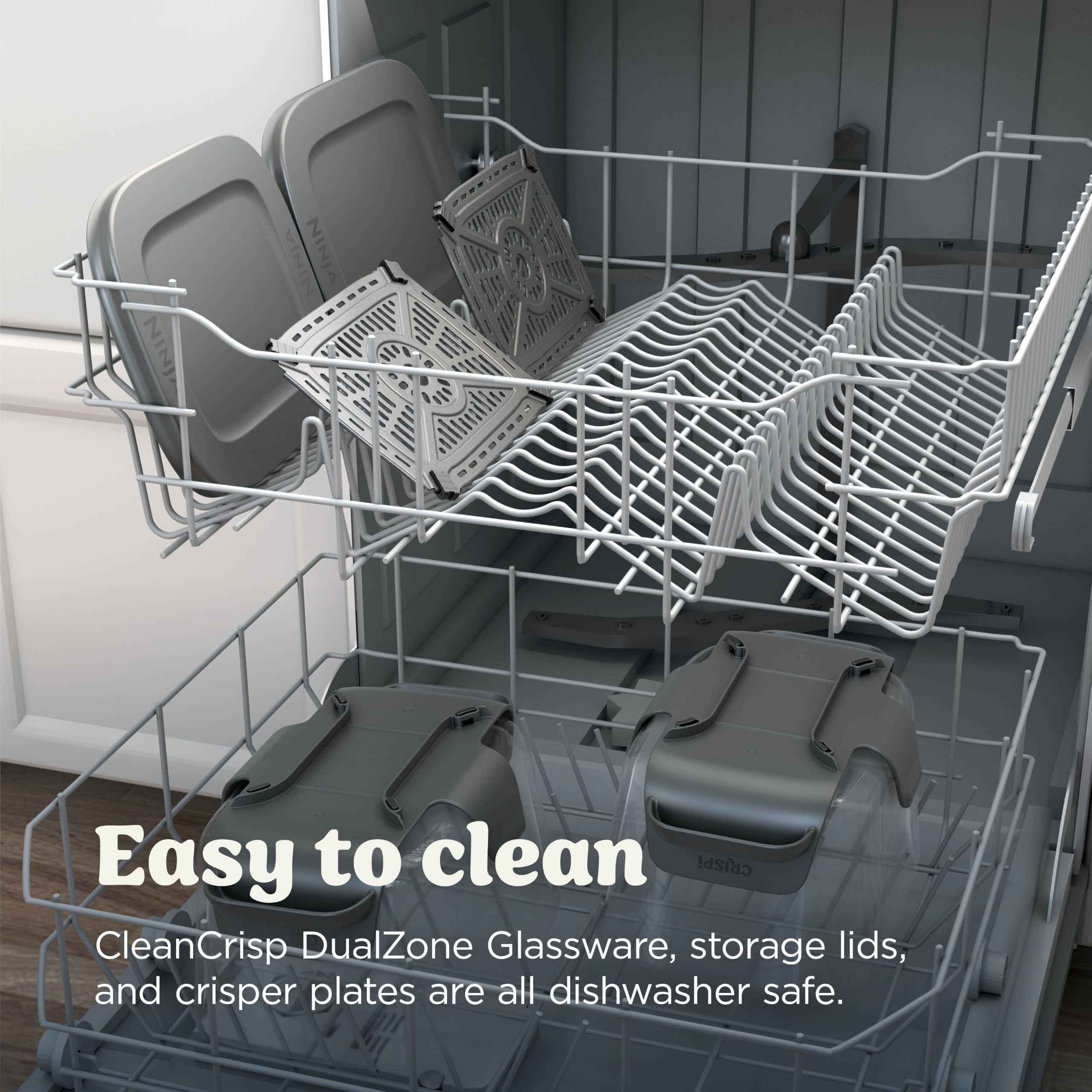 Ninja CRISPi DualZone Glass Air Fryer - Bone, 2-Basket, PFAS-Free Glass - Image 11